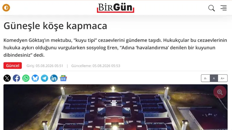 BirGün'ün "Güneşle köşe kapmaca" başlıklı haberinden ekran görüntüsü.