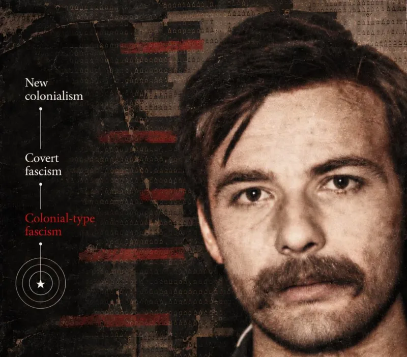 Portrait of Mahir Çayan with the sequence: new colonialism, covert fascism, colonial-type fascism
