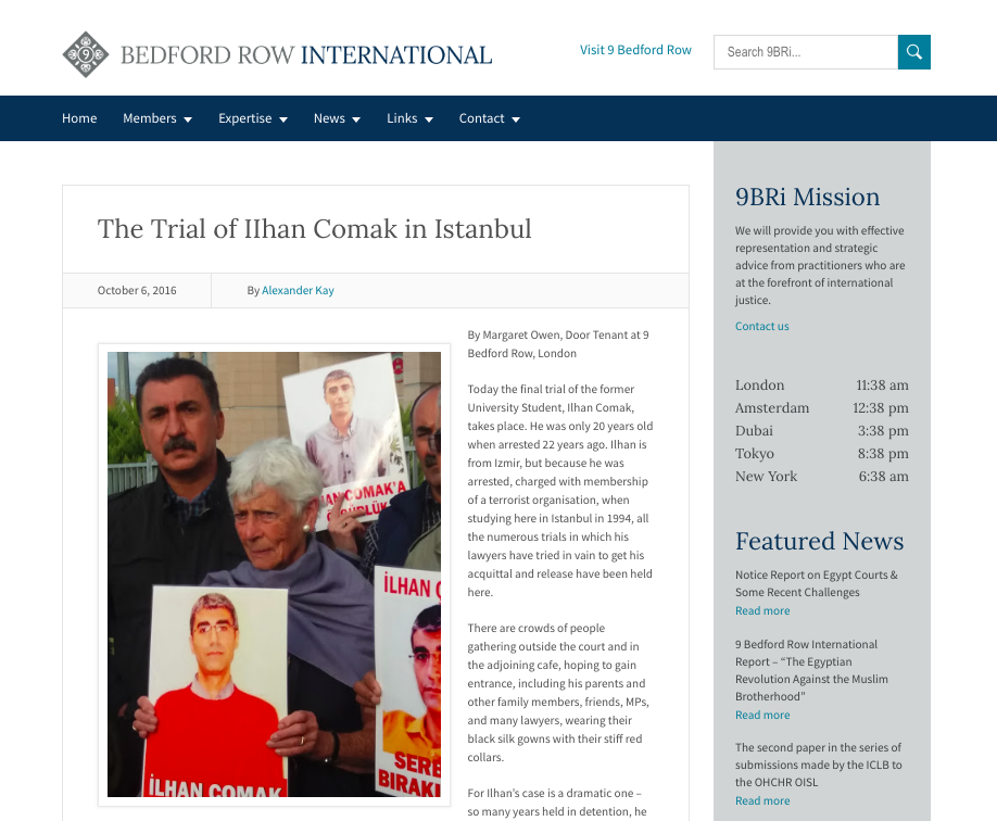 The Trial of IIhan Comak in Istanbul