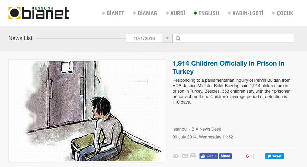 1,914 Children Officially in Prison in Turkey