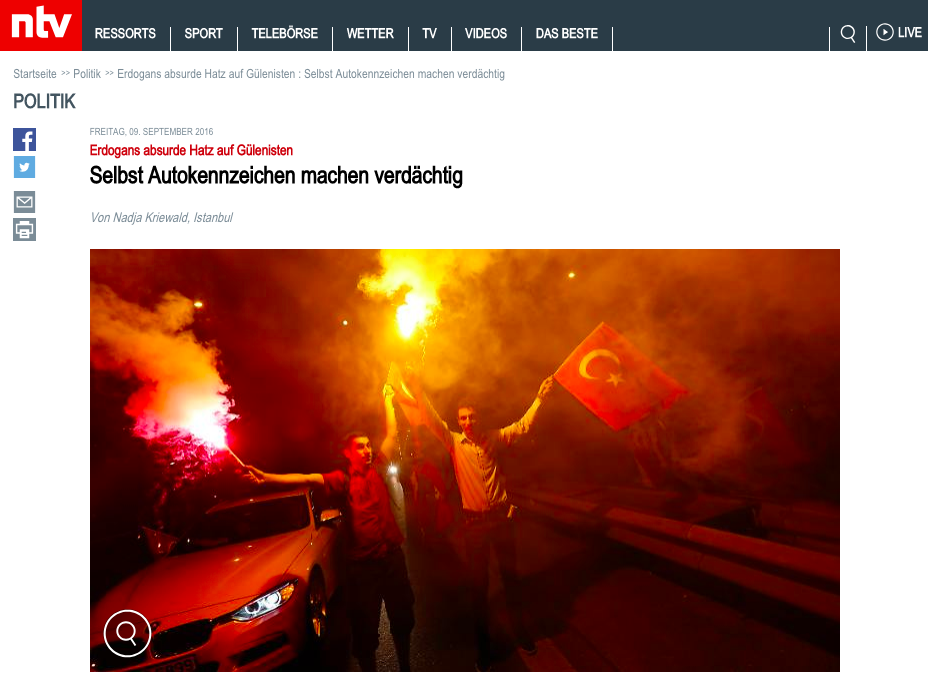 Erdogans absurde Hatz auf Gülenisten Selbst Autokennzeichen machen verdächtig