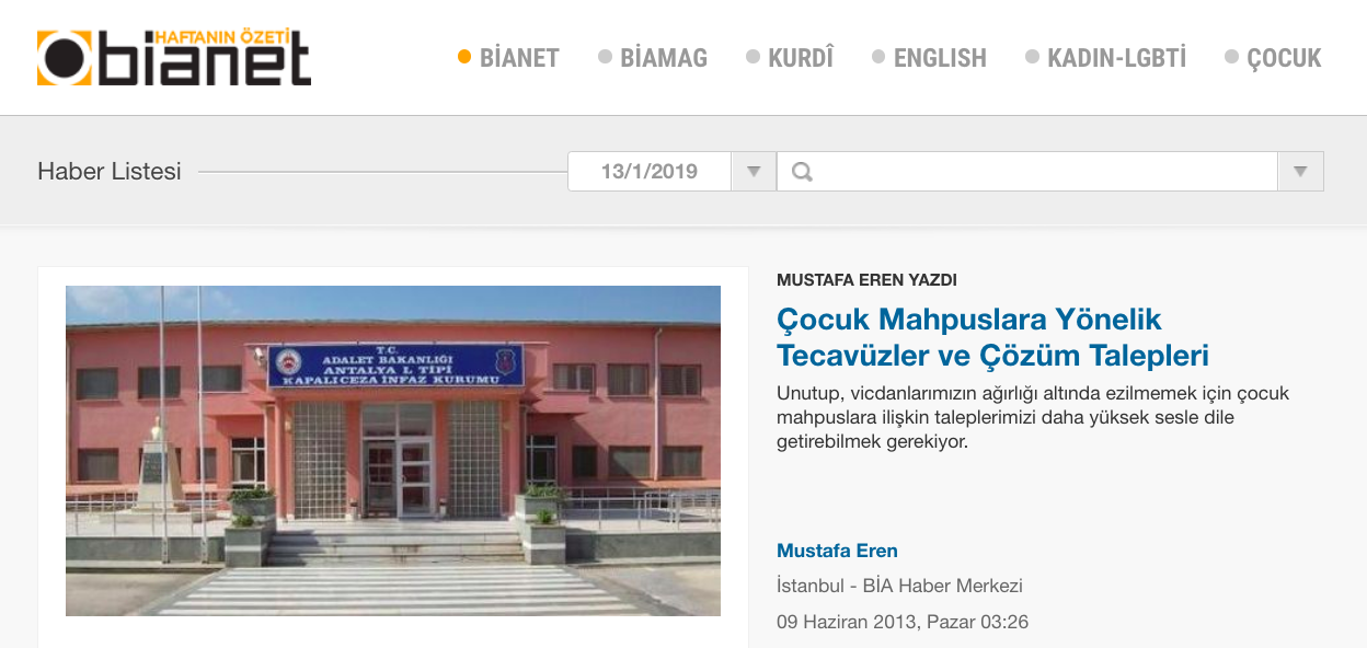 Çocuk Mahpuslara Yönelik Tecavüzler ve Çözüm Talepleri