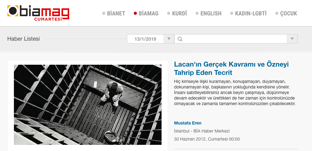 Lacan’ın Gerçek Kavramı ve Özneyi Tahrip Eden Tecrit