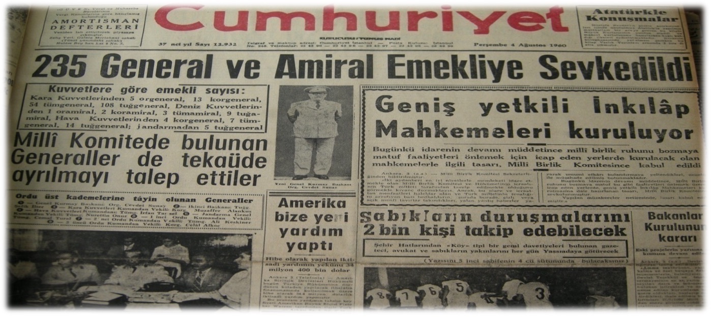 4 Ağustos 1960 Cumhuriyet gazetesi