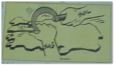 Bugün gazetesinden karikatür — Sol ülkeyi bölüyor, sağ vatan kurtarıyor