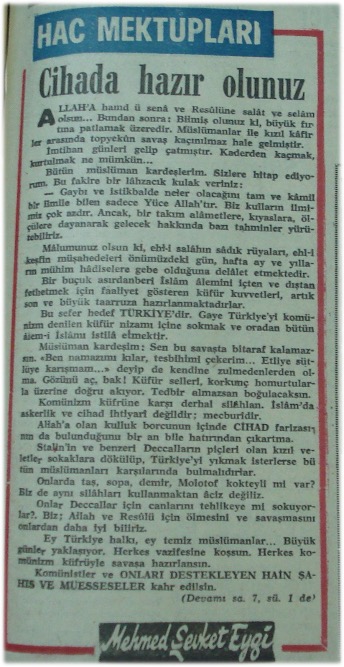 16 Şubat 1969 Bugün — Cihada hazır olunuz